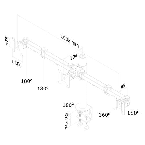 Potrójne ramię monitora Neomounts FPMA-D960D3
