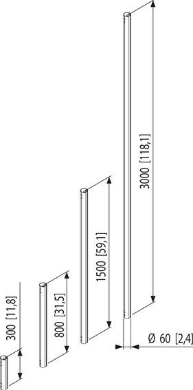 Rura sufitowa Vogel's 150 cm srebrna