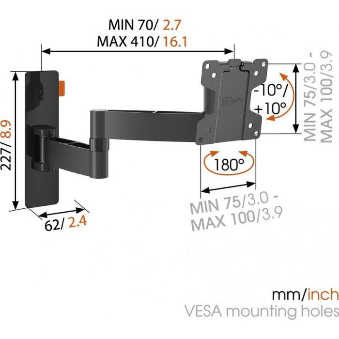 Vogels WALL 2045 obrotowy uchwyt ścienny czarny do 26 cali