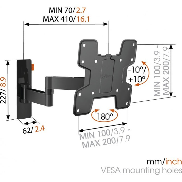 Vogels WALL 2145 obrotowy uchwyt ścienny do telewizora czarny do 37 cali