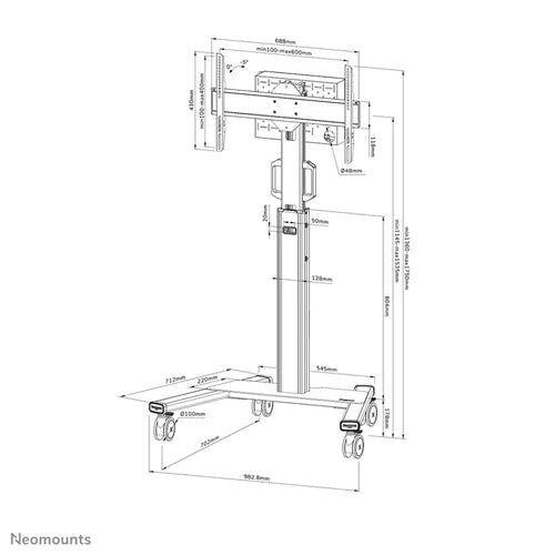 Neomounts Mobilne podparcie podłogowe FL50S-825WH1