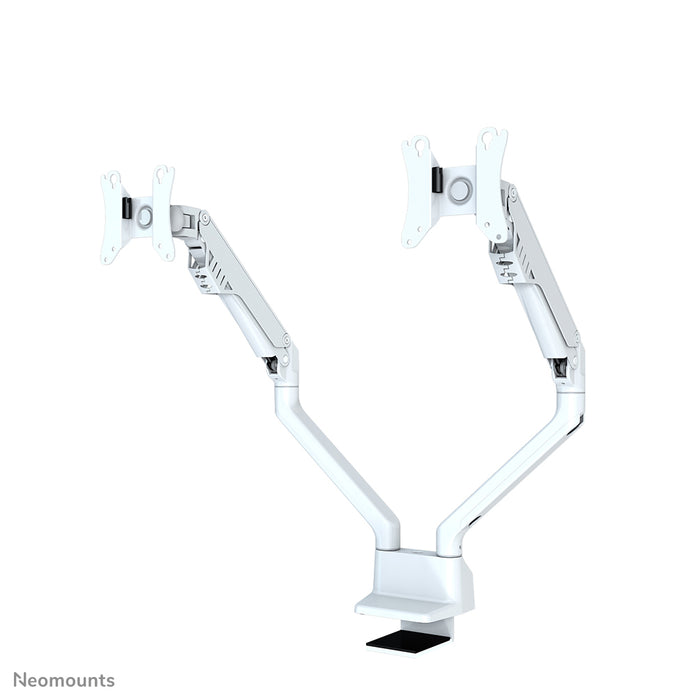 Neomounts FPMA-D750D biały to uchwyt biurkowy z siłownikiem gazowym do ekranów płaskich do 32 cali (81 cm).