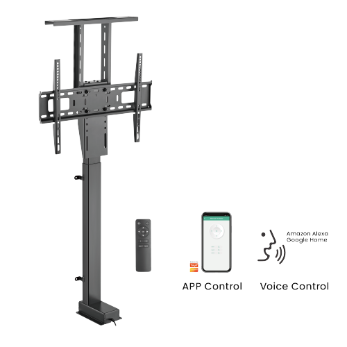 Wolff Mount Elektryczny podnośnik telewizora pionowy do 80 cali i 60 kilogramów z aplikacją i pilotem 106 cm